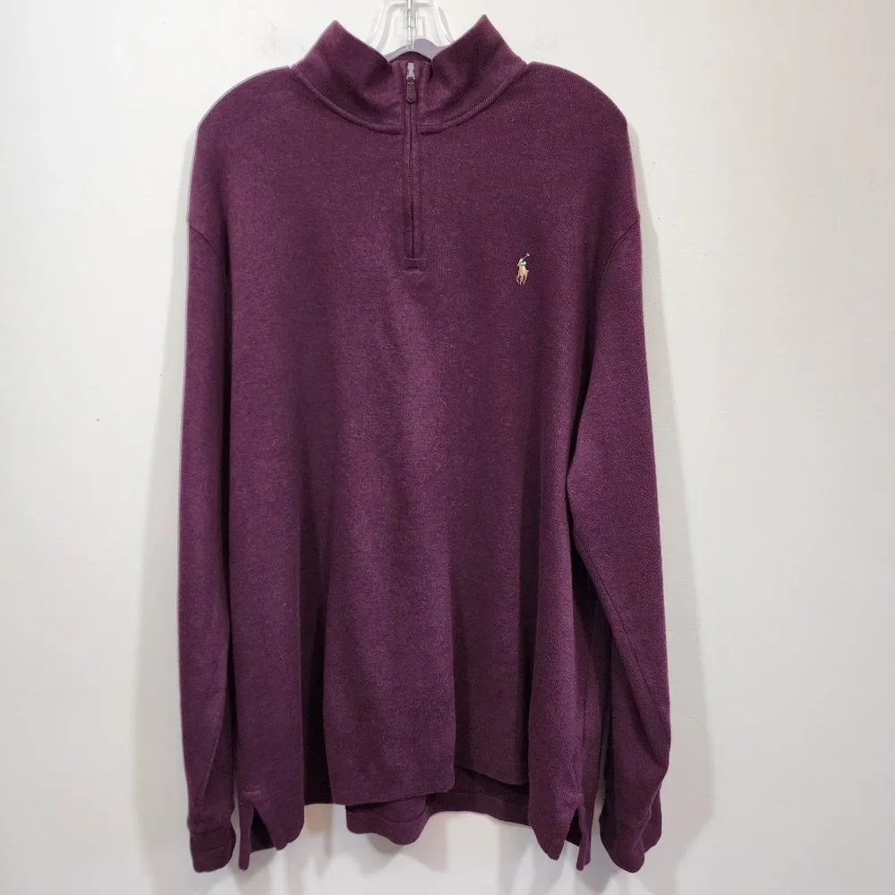 Polo Ralph Lauren 1/4 zip‎ long sleeve burgundy pullover shirt men's size XL
